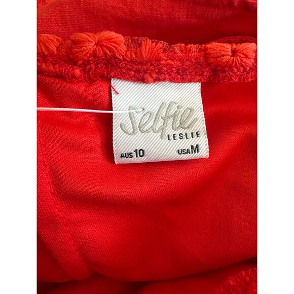 Selfie Leslie Aramis Strapless Lace & Ruffle Detail Dress Red Sz M Christmas - Picture 11 of 14